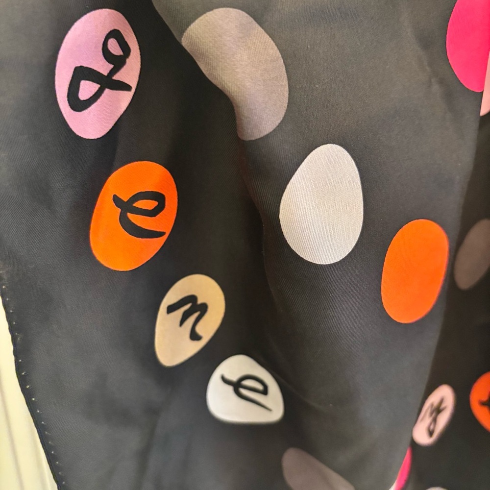 Gene Meyers Authentic Vintage Foulard 100% Silk Polka Dot Patterned Square Scarf - Picture 4 of 5